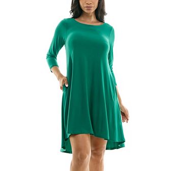 Women's Nina Leonard 3/4 Sleeve High-Low Trapeze Dress
