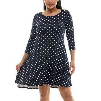 Women's Nina Leonard 3/4 Sleeve High-Low Trapeze Dress