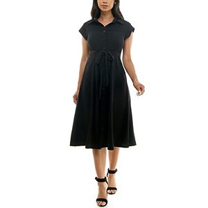 Women's Nina Leonard Mockneck Chiffon Dress
