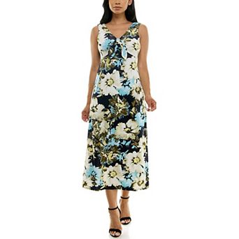 Women's Nina Leonard Tie Front Maxi Dress