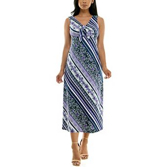 Women's Nina Leonard Tie Front Maxi Dress