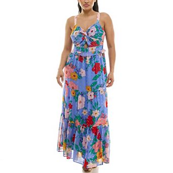 Women's Nina Leonard Tiered Floral Chiffon Dress