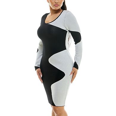 Women's Nina Leonard Colorblock Ribbed Dress