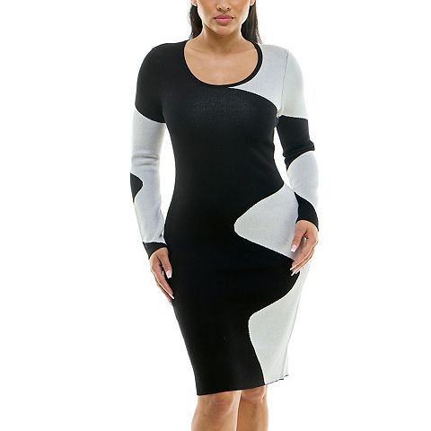 Женские платья Nina Leonard Women's Nina Leonard Colorblock Ribbed Dress