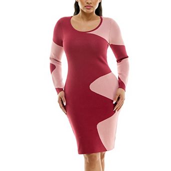 Women's Nina Leonard Colorblock Ribbed Dress