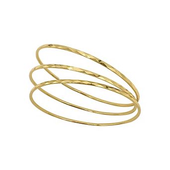 Adornia Set of 3 14k Gold Plated Bangle Bracelets