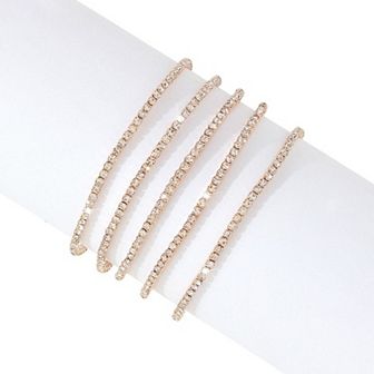 Adornia 5 pc 14k Gold Plated Cubic Zirconia Bracelet Set
