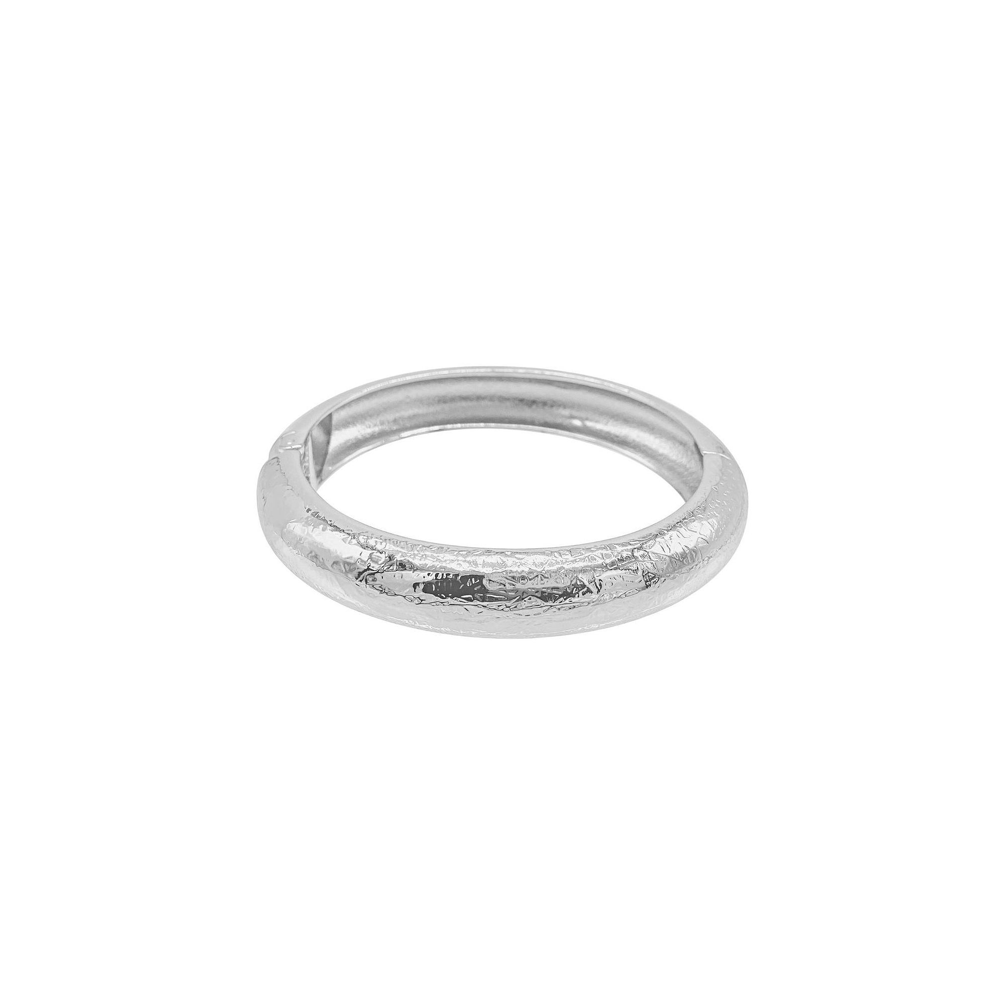 Adornia Textured Hinged Bangle Bracelet, Womens, Size: 8, Silver Tone