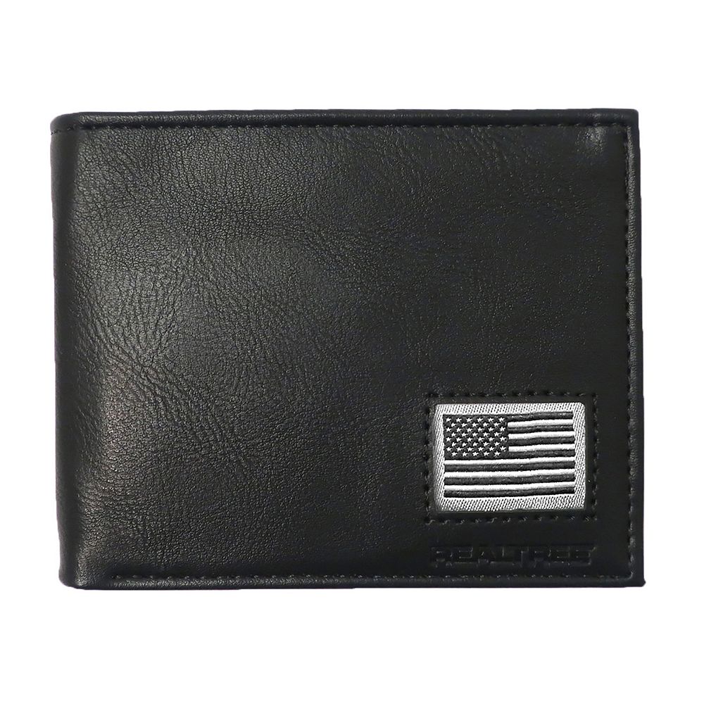 Men's Realtree Woven American Flag Patch Faux Leather Bifold Wallet