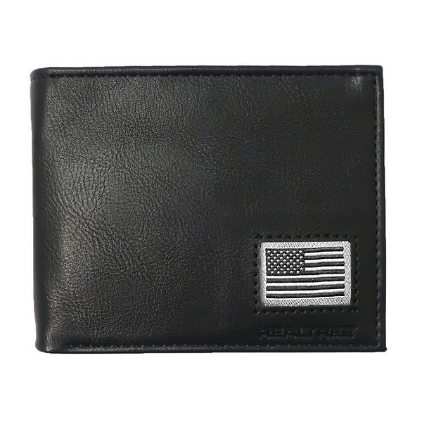 Lucky Brand Men's RFID Bifold Wallet – Genuine Leather With Embossed American Flag Design