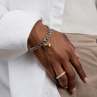 Adornia 14k Gold Plated Two-Tone Heart Bracelet