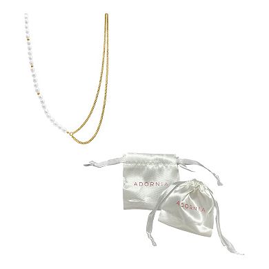 Adornia Draped Simulated Pearl & Curb Chain Necklace