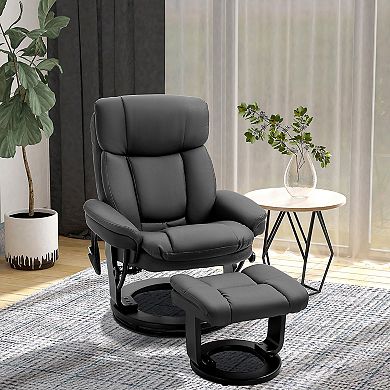 HOMCOM PU Leather Massage Recliner Chair W/ Footrest, 10 Vibration Points