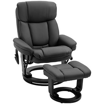 Massage Sofa Recliner Chair With Footrest, 10 Vibration Points, Faux Leather