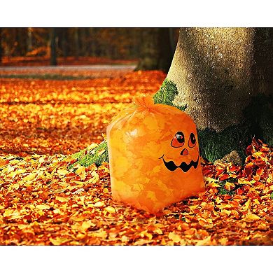 Juvale Pack of 6 Pumpkin Leaf Bag - Small and Medium Sized Pumpkin Trash Bags - The Perfect Fall Lawn Decoration, Orange