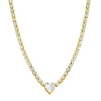 Adornia 14k Gold Plated Cubic Zirconia Heart Necklace