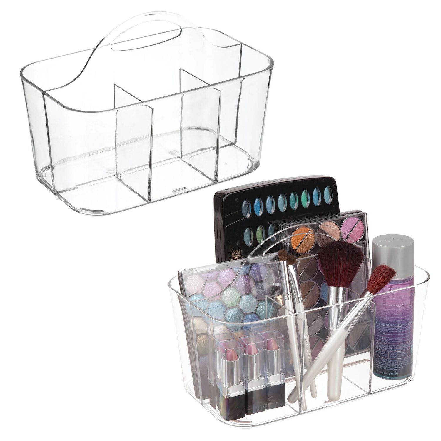 Glamlily Acrylic Makeup Brush Holder with Lid and Beads Cosmetic Storage Organizer (6 x 5.7 x 9.25 in)