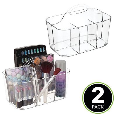 mDesign Small Plastic Divided Cosmetic Storage Organizer Caddy, 2 Pack