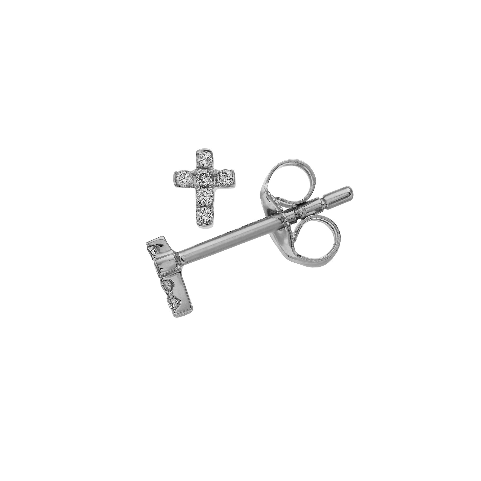 Ava Blue 14k White Gold 1/10 Carat T.W. Diamond Cross Earrings, Womens, 14