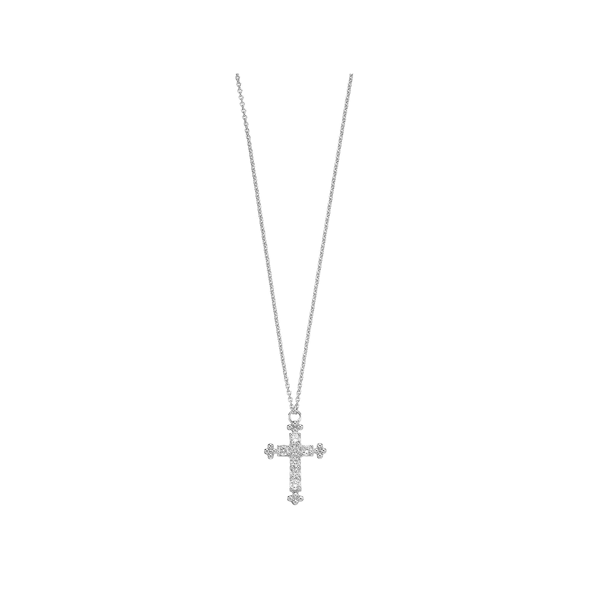 Ava Blue 14k White Gold 1/3 Carat T.W. Diamond Cross Pendant Necklace, Wom