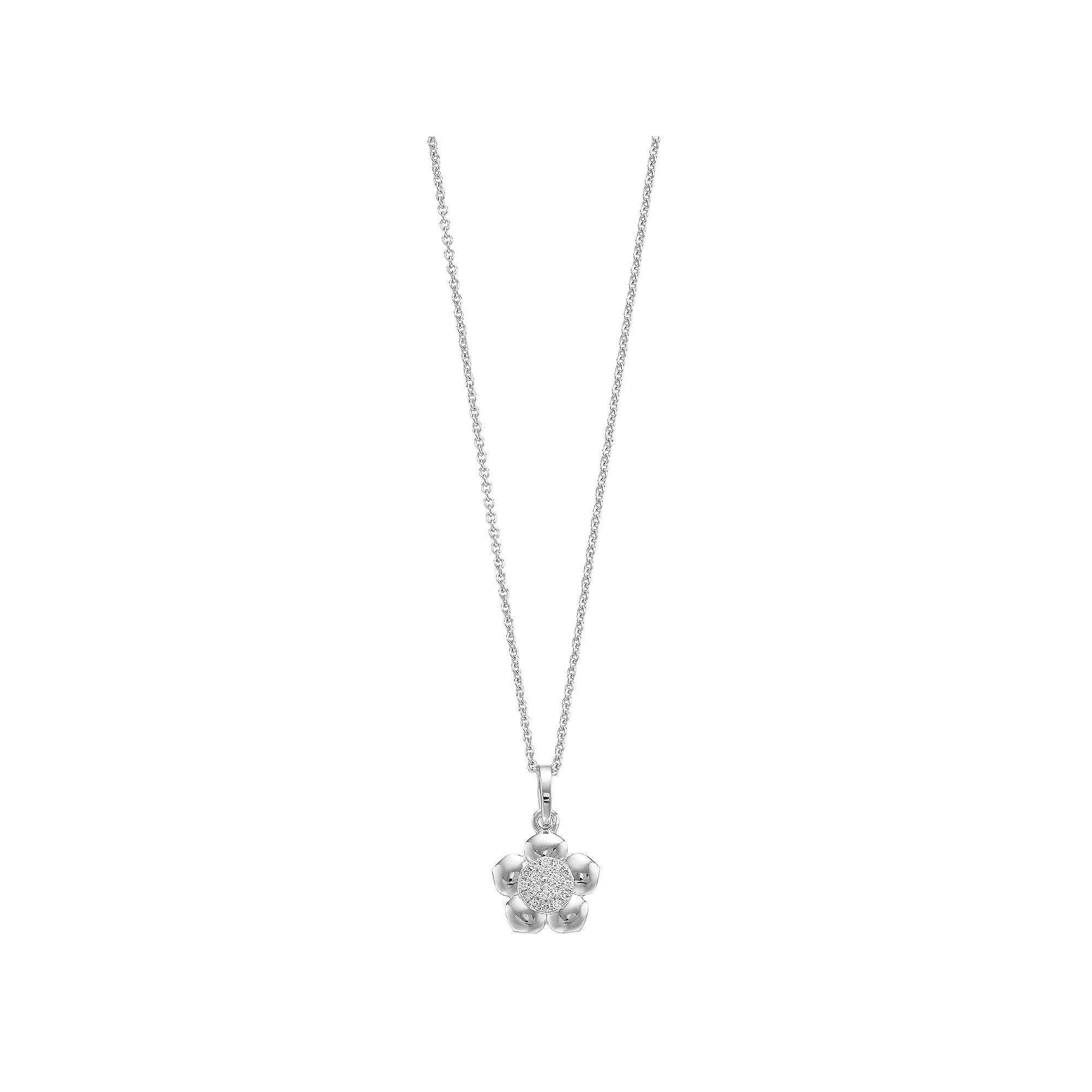 Ava Blue 14k White Gold 1/10 Carat T.W. Diamond Cluster Floral Pendant Nec