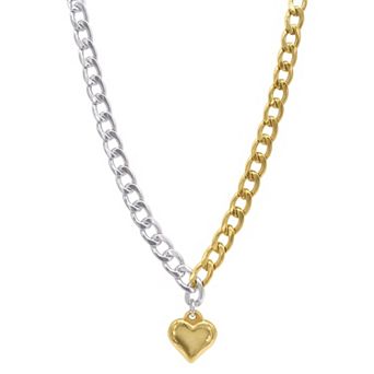 Adornia 14k Gold Plated and Silver Tone Heart Necklace