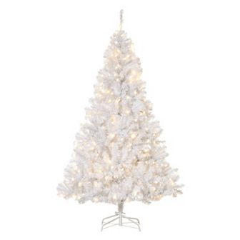 HOMCOM 7.5' Prelit Artificial Christmas Xmas Tree White LED 1346 Tip