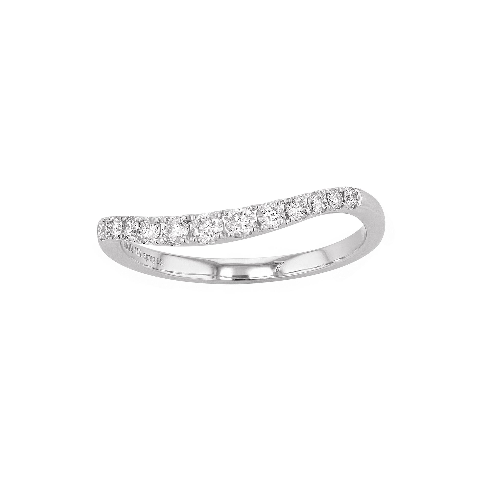 Ava Blue 14k White Gold 1/3 Carat T.W. Diamond Curved Bar Ring, Womens, Si