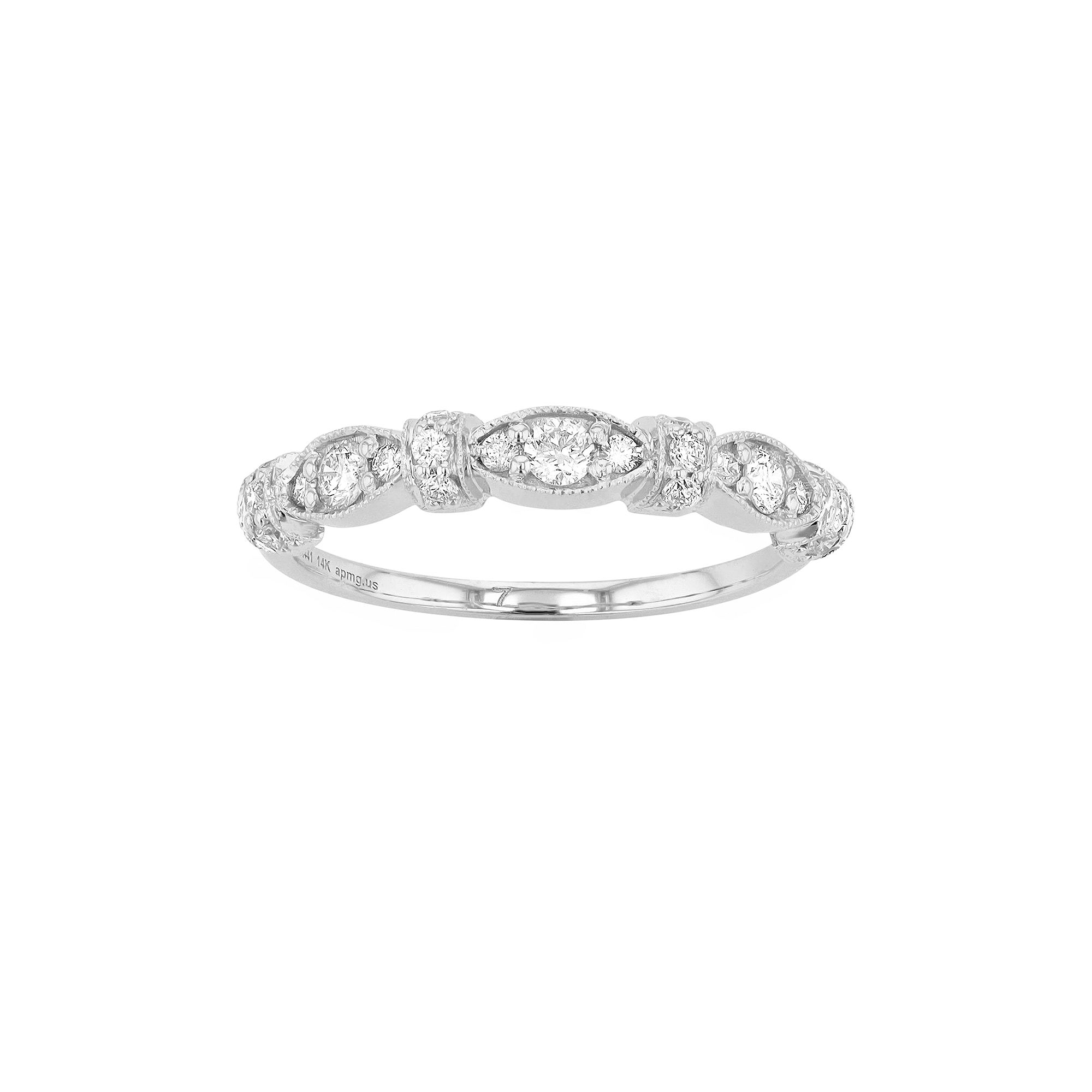 Ava Blue 14k White Gold 3/8 Carat T.W. Diamond Vintage Ring, Womens, Size: