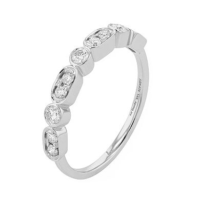 Ava Blue 14k White Gold 1/3 Carat T.W. Diamond Channel and Bezel Wedding Ring