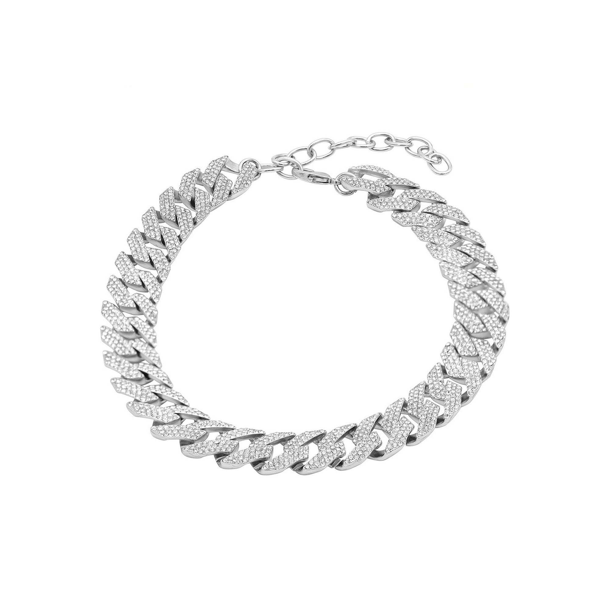 Adornia Sterling Silver Cubic Zirconia Curb Chain Collar Necklace, Womens,