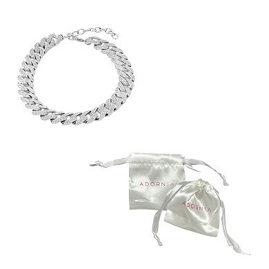 Adornia Sterling Silver Cubic Zirconia Curb Chain Collar Necklace