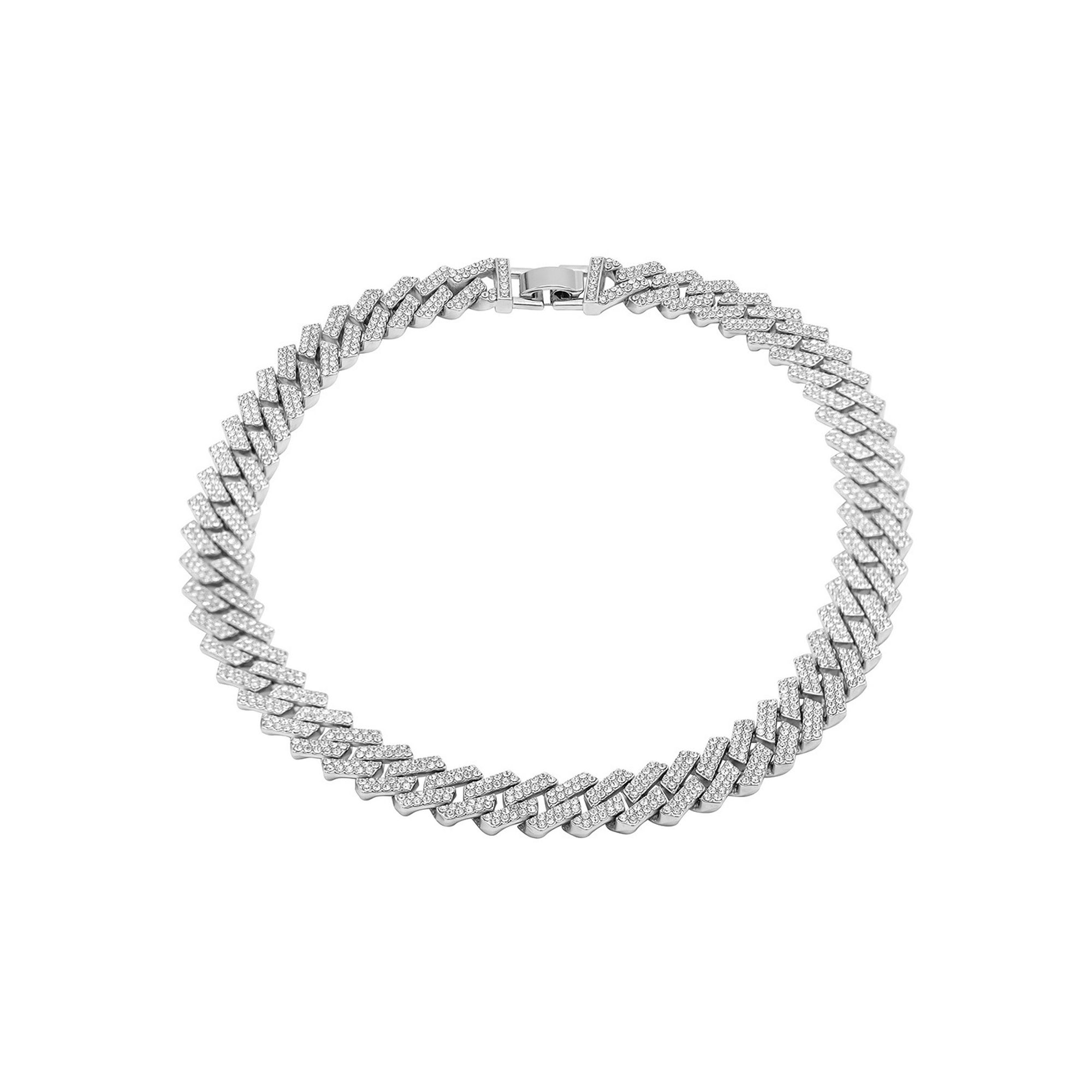 Adornia 14k Gold Plated Cubic Zirconia Curb Chain Necklace, Womens, Silver
