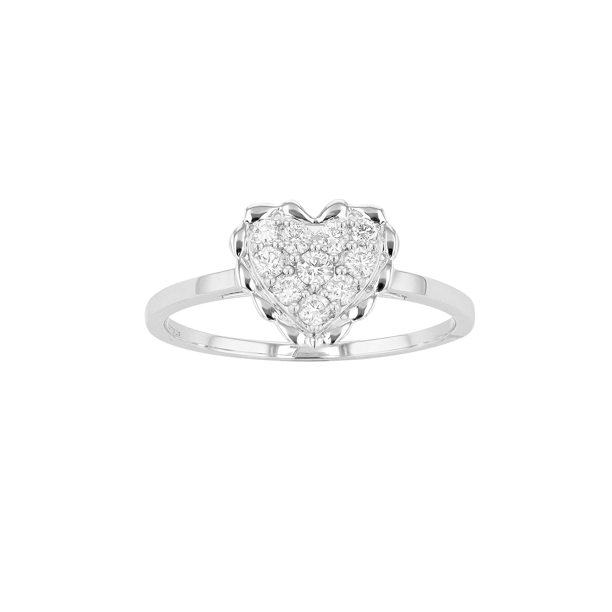 Ava Blue 14k White Gold 1/4 Carat T.W. Diamond Heart Cluster Ring, Womens,