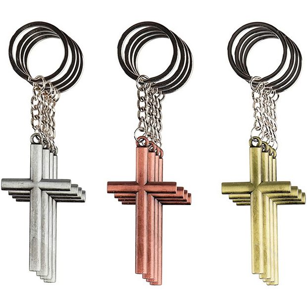 12 Pack Metal Cross Keychains, Jesus Key Rings, Religious Door, Car, Key  Holders for Easter, Baptism