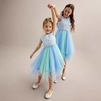 Girls 4 20 Bonnie Jean Fairy Hem Two Tone Dress in Regular Plus Size