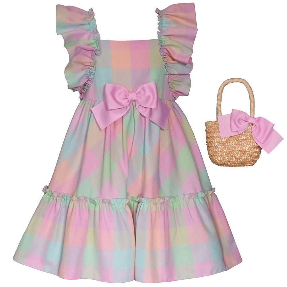 SHOULDER RUFFLE PLAID PRINT WITH SIDE POCKETS main image 1