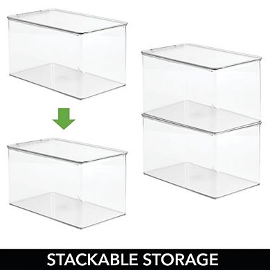 mDesign Plastic Stackable Toy Storage Container Bin Box with Hinge Lid