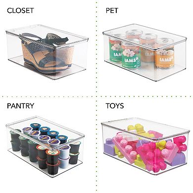 mDesign Plastic Stackable Toy Storage Bin Box with Hinge Lid