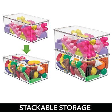 mDesign Plastic Stackable Toy Storage Bin Box with Hinge Lid