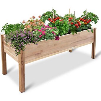 Jumbl Raised Garden Bed, 72x 23x30” Wooden Elevated Flower & Herb Planter Box