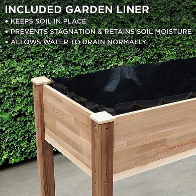 Jumbl Raised Garden Bed, 72x 23x30” Wooden Elevated Flower & Herb Planter Box