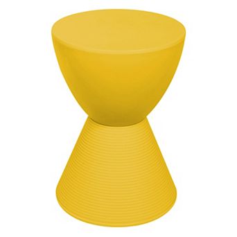 LeisureMod Boyd Indoor/Outdoor Modern Hourglass Accent Side End Table, Yellow