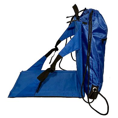 Ostrich PK-9000B PakSeat Padded Folding Stadium Seat Backpack String Bag, Blue