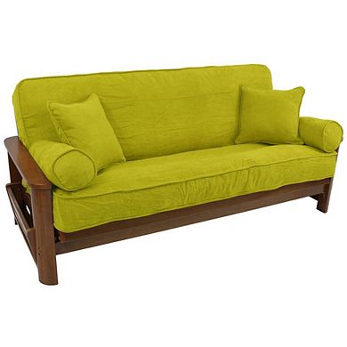 Blazing Needles Solid Twill 8 to 9-inch Full Futon Cover Set with Four Throw Pillows (Set of 5)