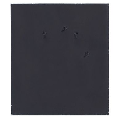 Contemporary Square Accent Wall Mirror with Faux Marble, Silver and Black
