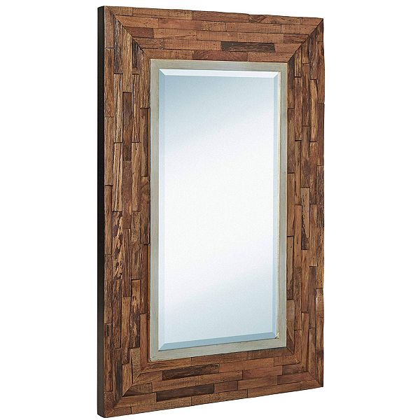 24" X 36" Vanity Brown Framed Wood Rectangular Wall Mirror Rustic Natural