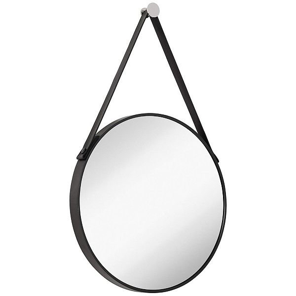 Metal Wall Mirror with Chrome Accents and Glass Panel Rounded Circle Design