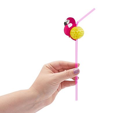 100 Pack Tropical Hawaiian Straws for Cocktails and Margaritas, Luau and Summer Beach Party Supplies (6 Designs)