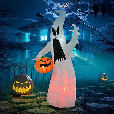 Homcom 5.9' Halloween Inflatable Decoration Ghost W/ Pumpkin